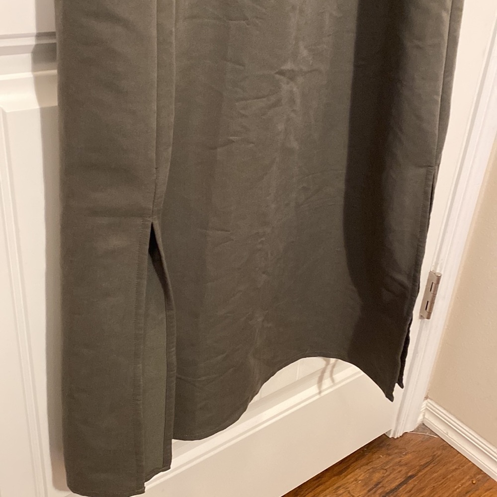 White Stag tank dress. Pin tuck seaming detail. Olive color. Tie front. XL. - Picture 4 of 10